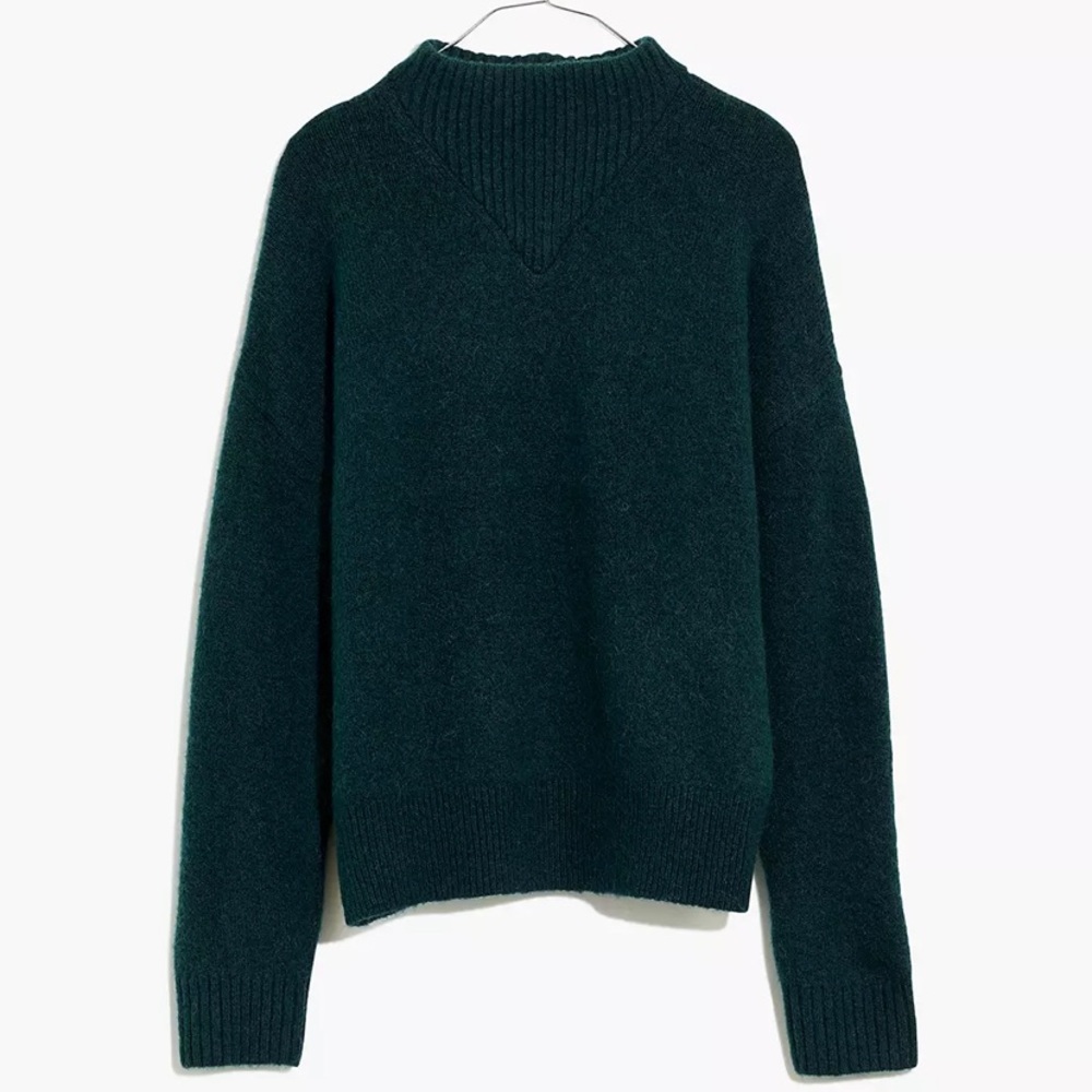 NTW Madewell Dillon Mockneck Pullover Sweater Heather Spruce